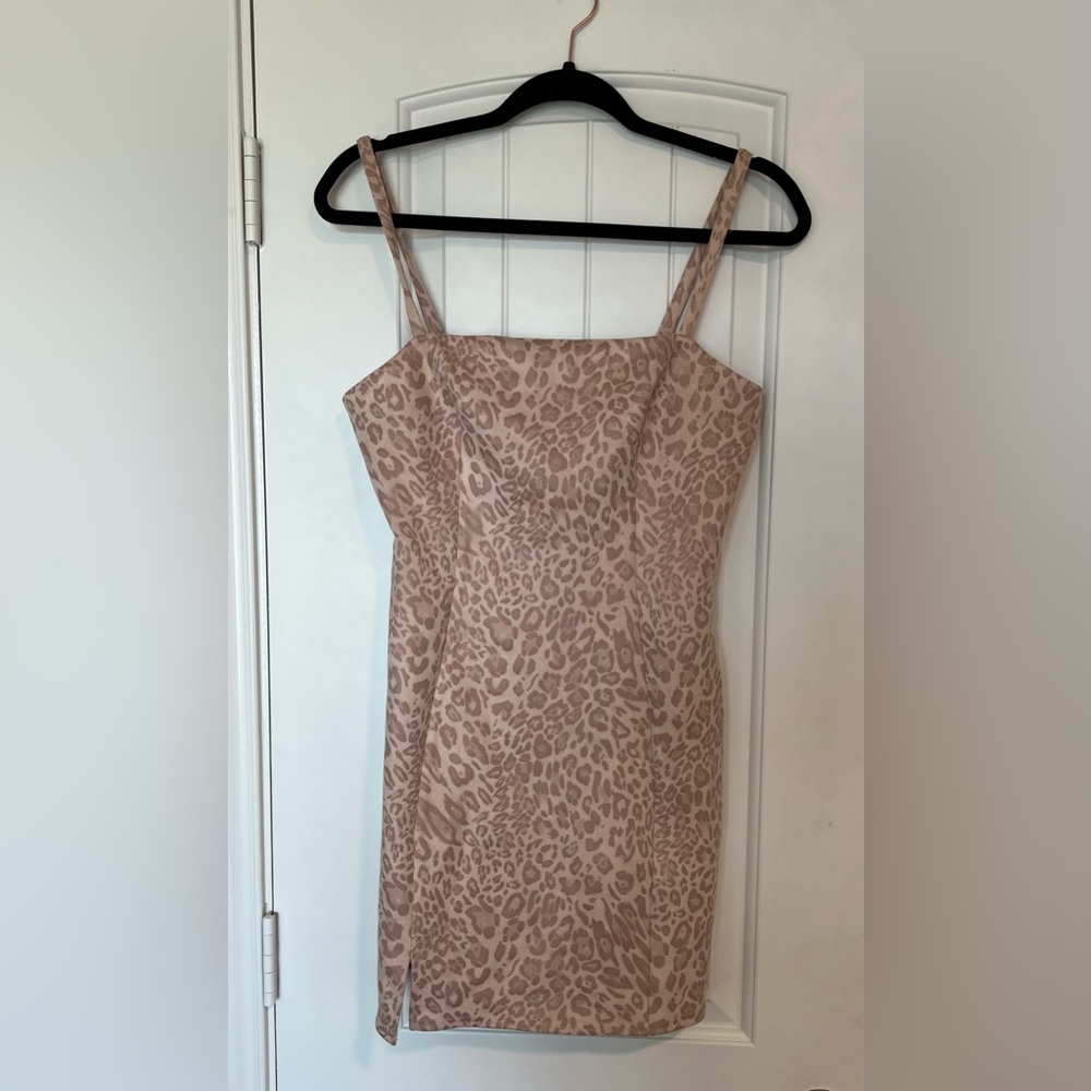 Fashion Nova Leopard Print Mini Dress - Tan